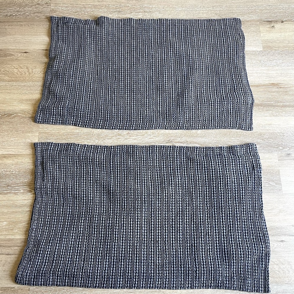 Pottery Barn Weave Cozy King Navy Pillow Shams Pair Set Of Two